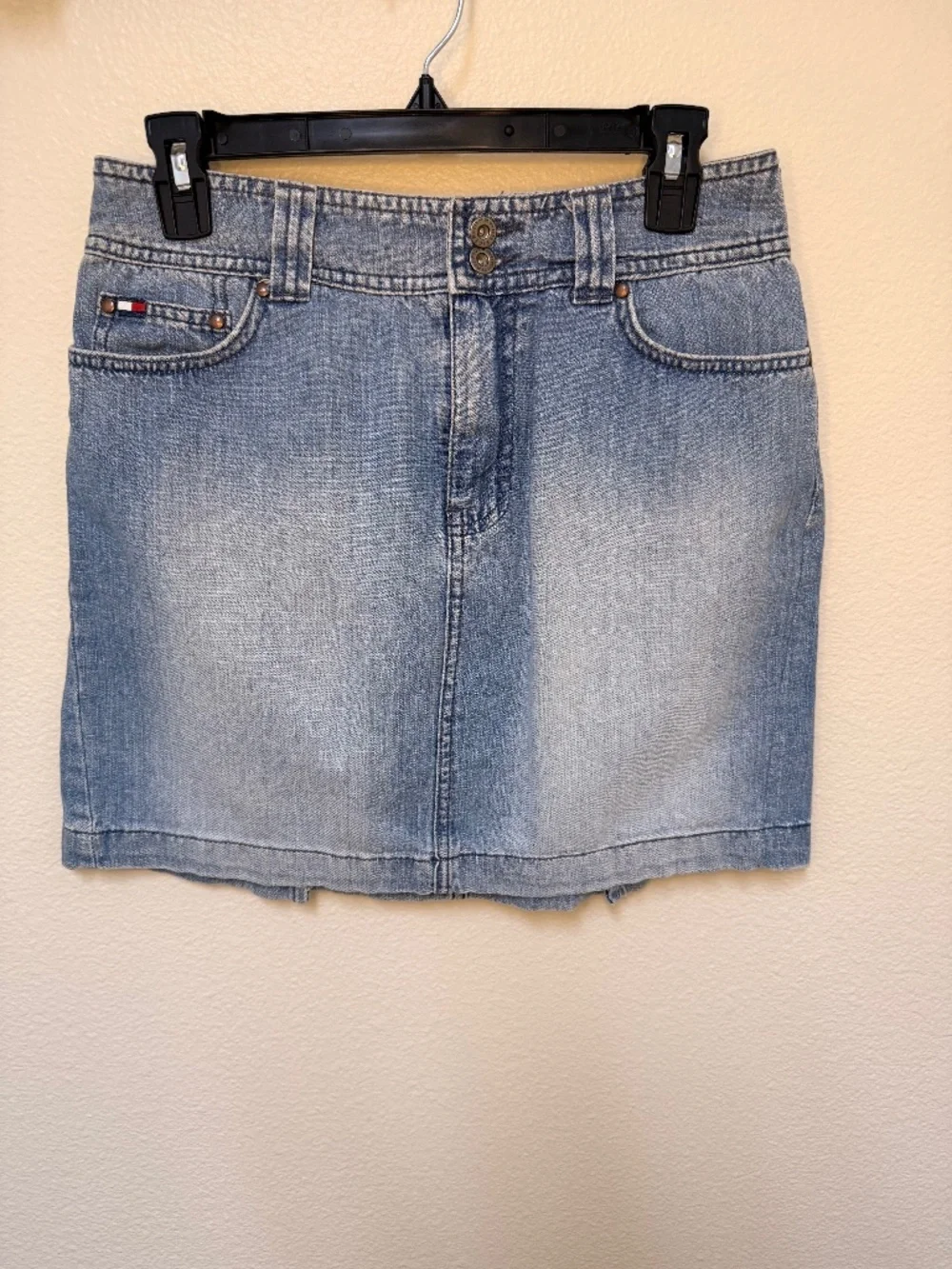 Tommy Hilfiger Denim Mini Skirt Womens Size‎ 8 Blue Jean Cotton Logo Casual Y2K